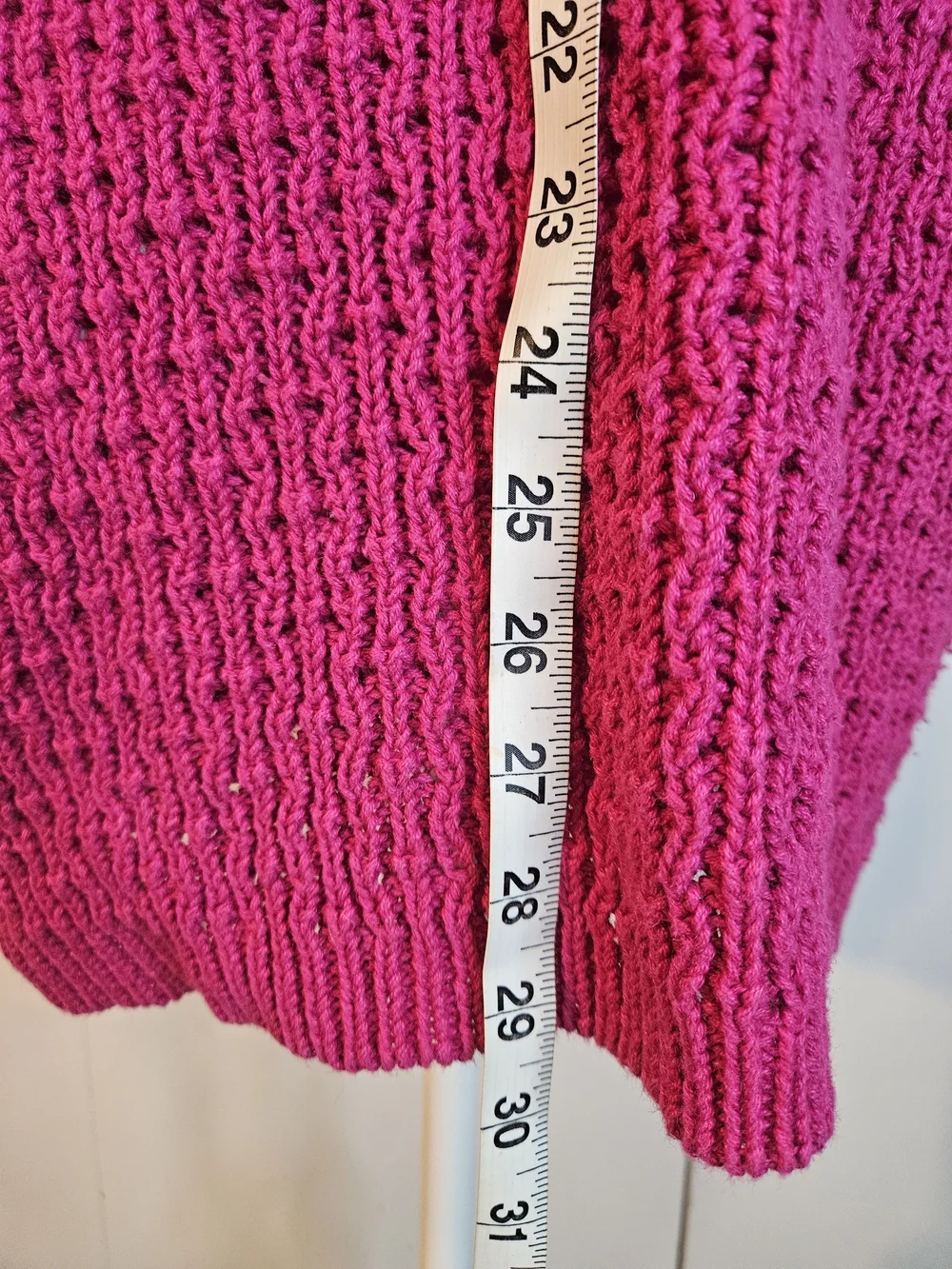 Women's Deep V-Neck Sweater in Bright Fuchsia
